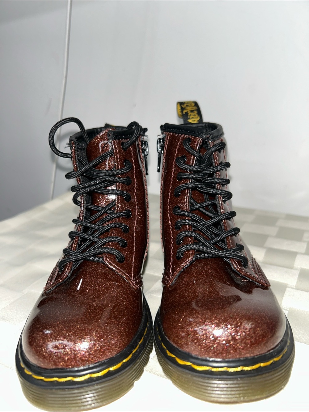 Dr. Martens 1460 Kids Sparkle Brown Lace-Up Ankle Boots